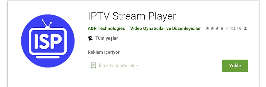 Iptv Stream Player kurulum ekranı 1