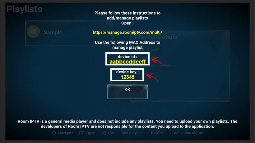 Room Iptv kurulum ekranı 1