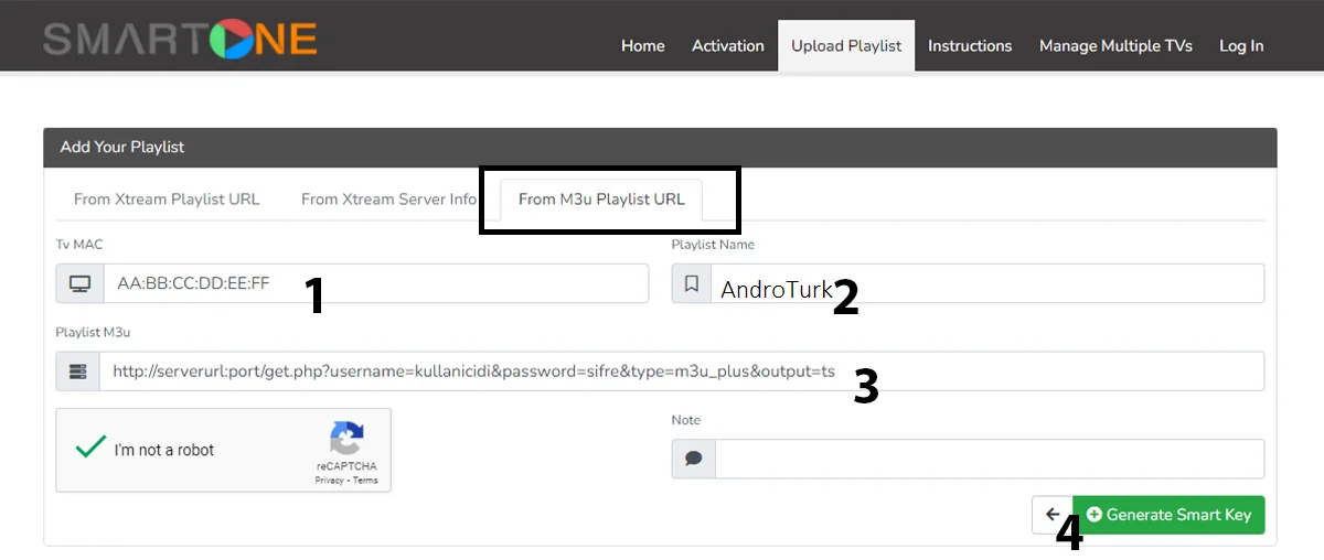 Smart One Iptv kurulum ekranı 3