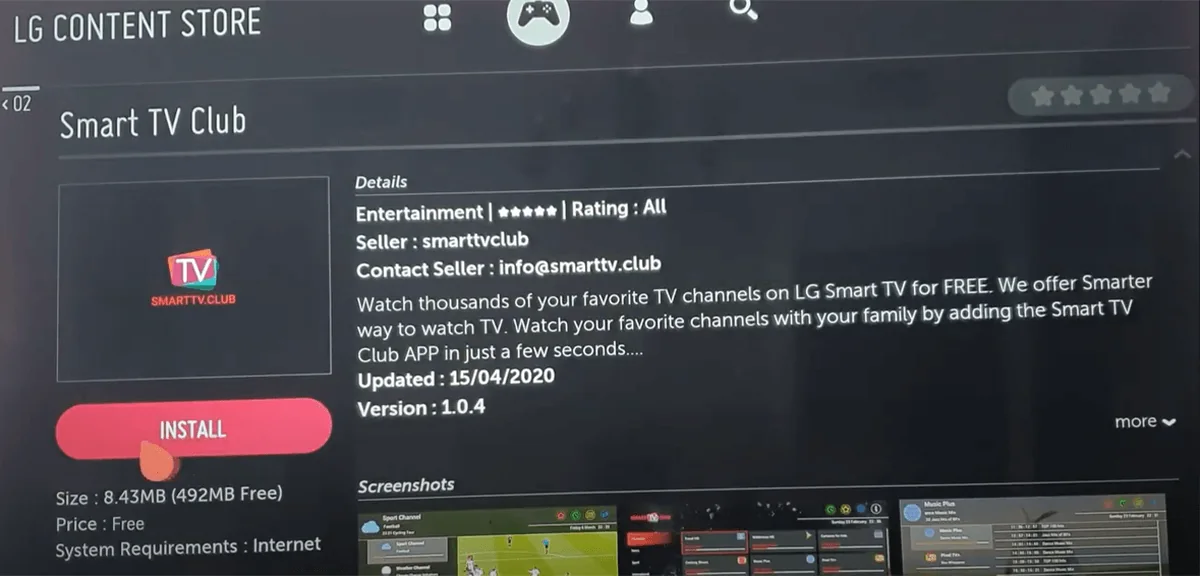 Smart Tv Club kurulum ekranı 1
